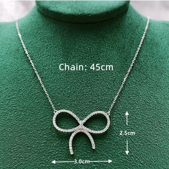 The Brilliant Bow Pendant Necklace in 925 - Picture 5 of 6